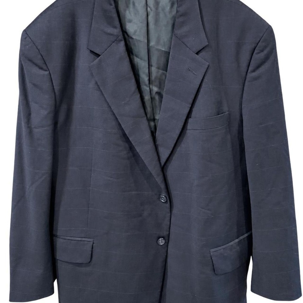 Jos. A. Bank Mens Navy Windowpane Two Button Blazer Sport Coat Jacket XL